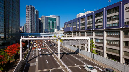 Scenery of the city center Metropolitan Expressway (from Hamasakibashi JCT to Shiodome JCT)のeditorial素材
