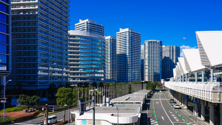 Pacifico Yokohama and high-rise condominiums in the Yokohama-Each-Ming districtのeditorial素材