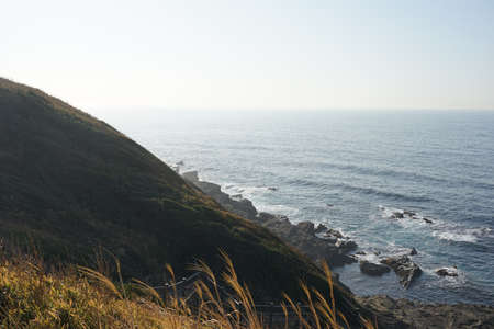The sea of Jogashima island which jumped out to the Pacific Ocean from the southern tip of Kanagawa Prefectural Jogashima Park and Miura Peninsula where it was sunnyの写真素材