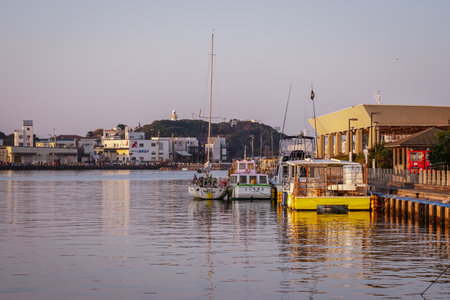 Dawn near guest berth at "Minga-Mishe Sea Station" adjacent to the direct production center "Ouarri Marche"のeditorial素材