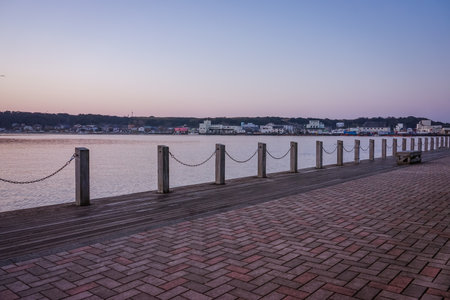 Dawn near guest berth at "Minga-Mishe Sea Station" adjacent to the direct production center "Ouarri Marche"のeditorial素材