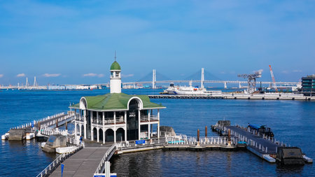 ãScenery of Yokohama PortãFrom Pacifico Yokohama, overlooking Yokohama Port off Minato-MinatoIpuri Pierのeditorial素材