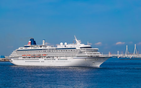 Luxury passenger ship floating off The Port of Minna-Milashipkari Pier (from Pacifico Yokohama)