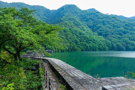 The powerful Toyotoshiike Dam (Kanonji City, Kagawa Prefecture) is japan's oldest existing masonry multiple arch damの写真素材