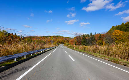 Autumn Hyakuzawa Kaido (mountain sightseeing road connecting Hirosaki and Hijigasawa on the Sea of Japan side through Mt. Iwaki and Shirakami-Sanchi)の写真素材