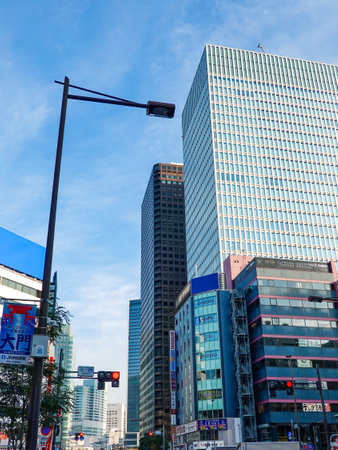 Gas lamps restored to daimon intersection on National Route 1 (Minato-ku, Tokyo)のeditorial素材
