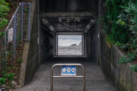 Dive under the Saisho Bypass to the sea of Miyuki-no-Hama (Odawara City, Kanagawa Prefecture)のeditorial素材