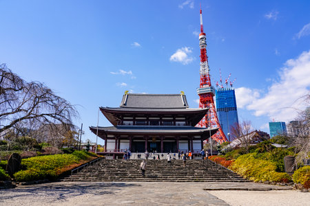 Shiba Park to Zojoji Temple and Tokyo Tower (Minato-ku, Tokyo)のeditorial素材