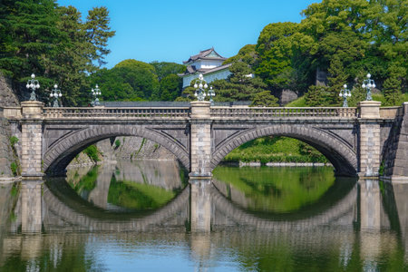 The double bridge seen from the Imperial Palace Gaien (Tokyo) that the main gate Ishibashi (Chiyoda-ku, Tokyo)のeditorial素材