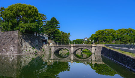 The double bridge seen from the Imperial Palace Gaien (Tokyo) that the main gate Ishibashi (Chiyoda-ku, Tokyo)のeditorial素材
