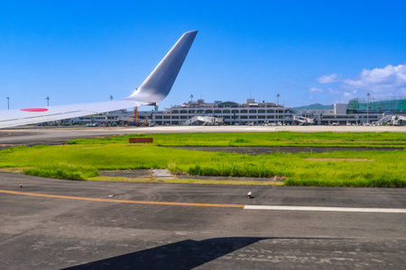 Landing at Miyazaki Bougainvillea Airport or Miyazaki Airportのeditorial素材