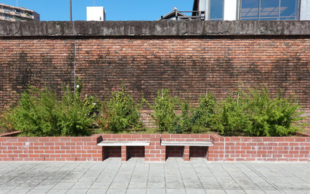 Autumn sunny Sumida River Akashicho Kagan Park (Chuo-ku, Tokyo)の写真素材