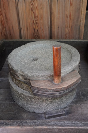 Traditional hand-cranked millstones (Setagaya-ku, Tokyo)