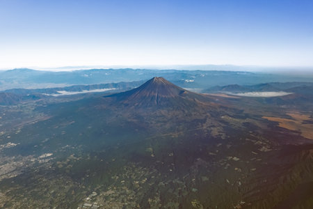 Mt. Fuji in autumn from clear sky (over Shizuoka Prefecture)の写真素材