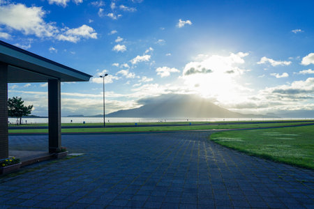 A refreshing summer morning: Sakurajima from Marine Port Kagoshima (Kagoshima City, Kagoshima...