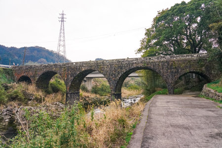 The beautiful Torii Bridge, also known as the Lady of Stone Bridges (Innai-cho, Usa City, Oita Prefecture)の写真素材