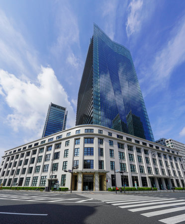 JP Tower and KITTE Marunouchi in front of the Marunouchi Station building at Tokyo Stationの写真素材