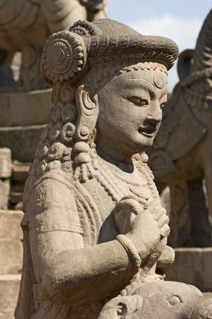 Statues can be found at temples in Bhaktapur.の写真素材