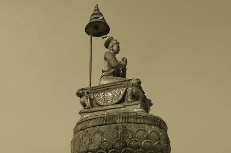 The King Bhupatindra Malla's Column at Durbar Square of Bhaktapur.の写真素材
