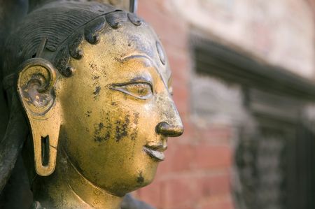 The statue of Goddess in the Royal Palace of Patan.の写真素材