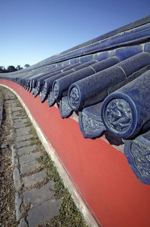 A Chinese style wall at the Tiantan Park in Peking.