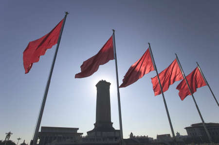 Monument to the People's Heroes at Tiananmen Square in Peking.の写真素材