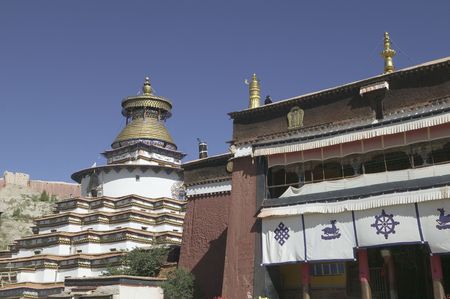 The Palkhor Monastery in Gyantse of Tibet was built in 1427. There are 10000 Buddhism images inside....