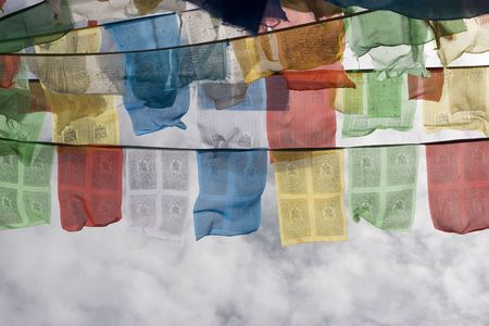 Tibetan prayer flags in the vicinity of Lhasa.のeditorial素材