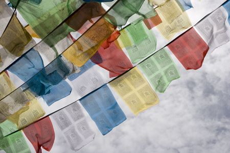 Tibetan prayer flags in the vicinity of Lhasa.のeditorial素材