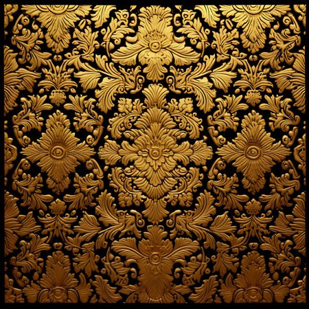 Golden floral pattern on black background. Vector illustration for your design.の素材