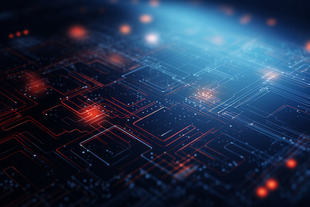 Circuit board, technology background. 3d rendering toned imageの素材