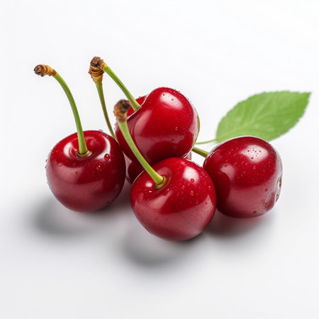 Strawberries in a bowl isolated on white background, top viewの素材