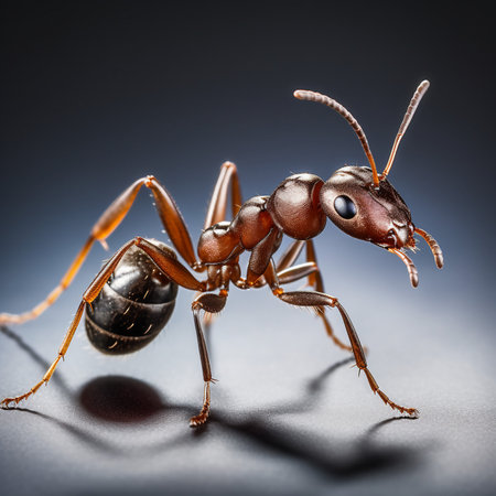 ant on a dark background close-up, macro, macro photographyの素材