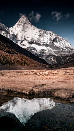 snow mountain sceneryの写真素材