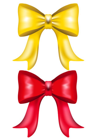 Red and gold decorative bows illustrationのイラスト素材