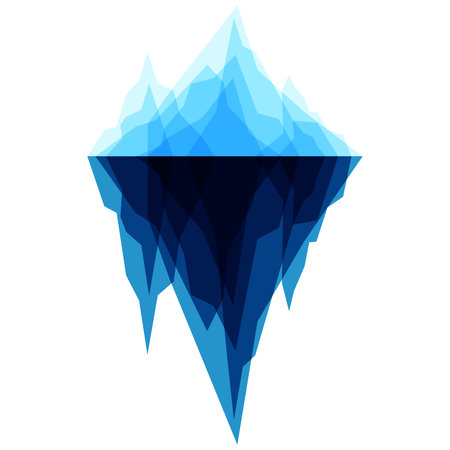 Minimal abstract iceberg made of overlapping blue transparent shapes.のイラスト素材