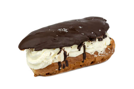 Chocolate eclair pasty cake with creamy vanilla