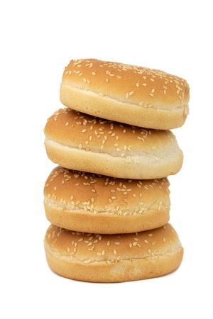 Hamburger buns isolated on white background with clipping path.