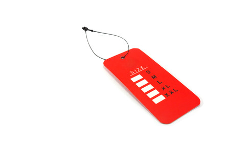 Size Tag isolated on white backgroundの写真素材