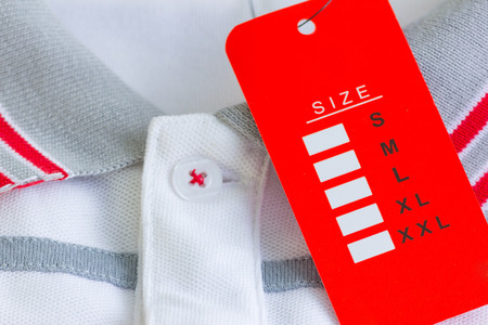 size tag on white shirtの写真素材