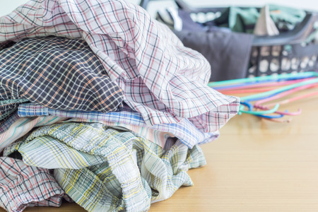 Pile of dirty cloth. Preparing for wash.