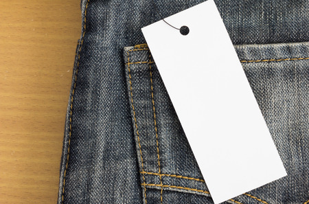 blank white tag with a back jean