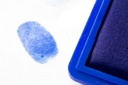 close up of blue fingerprintの写真素材