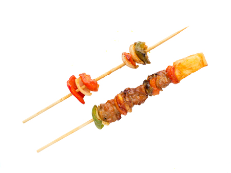 BBQ grilled on white backgroundの写真素材