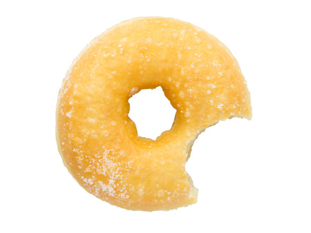 bite mark on homemade donut with clipping pathの写真素材