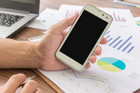 businessman working on his office deskの写真素材