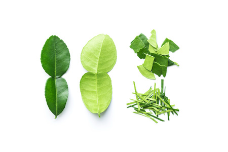 Bergamot leaf isolated on white