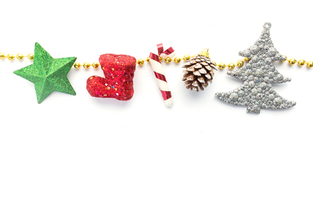Christmas accessory on white backgroundの写真素材