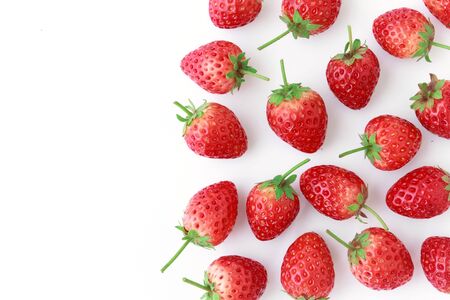 fresh strawberries on white backgroundの写真素材