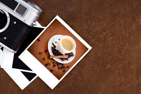 blank old camera film and vintage cameraの写真素材